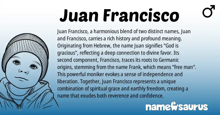 Infographic about Juan Francisco name meaning, Juan Francisco is a name from Germanic, Hebrew origin(s).